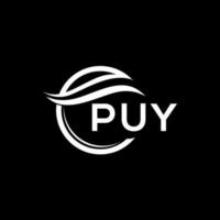 PUY letter logo design on black background. PUY creative circle logo. PUY initials  letter logo concept. PUY letter design. vector