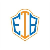 ETB abstract monogram shield logo design on white background. ETB creative initials letter logo.ETB abstract monogram shield logo design on white background. ETB creative initials letter logo. vector