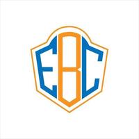 EBC abstract monogram shield logo design on white background. EBC creative initials letter logo. vector