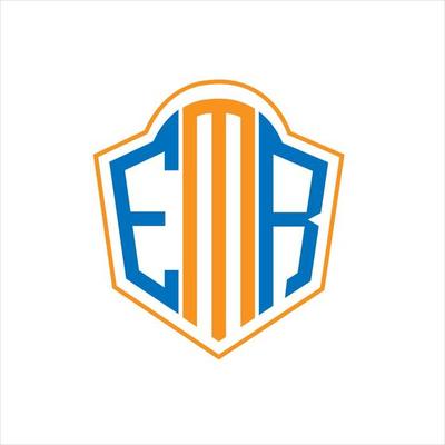 EMR abstract monogram shield logo design on white background. EMR creative initials letter logo.