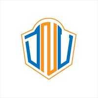 DNU abstract monogram shield logo design on white background. DNU creative initials letter logo. vector