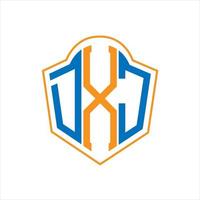 DXJ abstract monogram shield logo design on white background. DXJ creative initials letter logo. vector