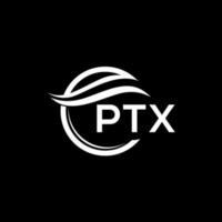 ptx letra logo diseño en negro antecedentes. ptx creativo circulo logo. ptx iniciales letra logo concepto. ptx letra diseño. vector