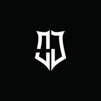 Cinta del logotipo de la letra del monograma de oj con el estilo del escudo aislado en fondo negro vector