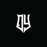 Cinta del logotipo de la letra del monograma qy con estilo de escudo aislado sobre fondo negro vector
