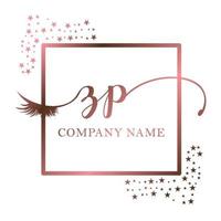 Initial logo ZP handwriting women eyelash makeup cosmetic wedding modern premium vector