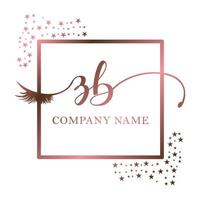 Initial logo ZB handwriting women eyelash makeup cosmetic wedding modern premium vector