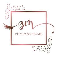 Initial logo ZM handwriting women eyelash makeup cosmetic wedding modern premium vector