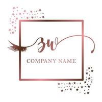 Initial logo ZW handwriting women eyelash makeup cosmetic wedding modern premium vector