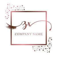 Initial logo ZX handwriting women eyelash makeup cosmetic wedding modern premium vector