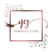 Initial logo YG handwriting women eyelash makeup cosmetic wedding modern premium vector