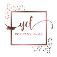 Initial logo YD handwriting women eyelash makeup cosmetic wedding modern premium vector