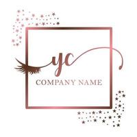 inicial logo yc escritura mujer pestaña maquillaje cosmético Boda moderno prima vector