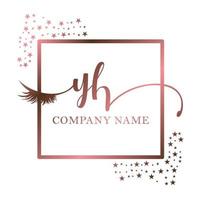 Initial logo YH handwriting women eyelash makeup cosmetic wedding modern premium vector