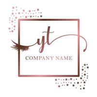 Initial logo YT handwriting women eyelash makeup cosmetic wedding modern premium vector