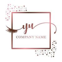 Initial logo YU handwriting women eyelash makeup cosmetic wedding modern premium vector