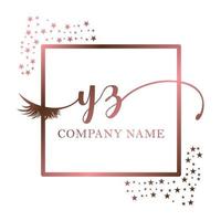 Initial logo YZ handwriting women eyelash makeup cosmetic wedding modern premium vector