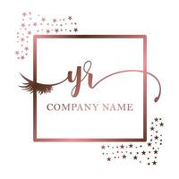 Initial logo YR handwriting women eyelash makeup cosmetic wedding modern premium vector