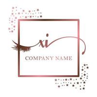 inicial logo xi escritura mujer pestaña maquillaje cosmético Boda moderno prima vector