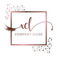 Initial logo XD handwriting women eyelash makeup cosmetic wedding modern premium vector
