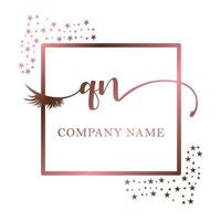 inicial logo qn escritura mujer pestaña maquillaje cosmético Boda moderno prima vector