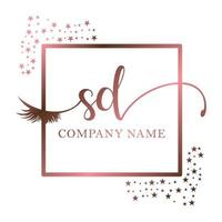 Initial logo SD handwriting women eyelash makeup cosmetic wedding modern premium vector