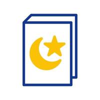 Corán icono duotono azul amarillo estilo Ramadán ilustración vector elemento y símbolo Perfecto.