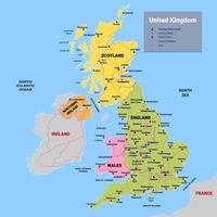 Country Map of United Kingdom vector