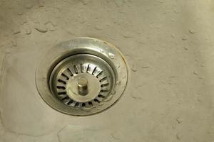 close up kitchen sink with hole photo