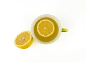 top view of lemon juice in cup photo