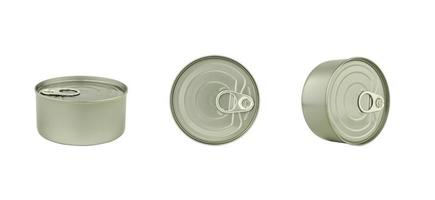 silver tin can isolated on white background photo