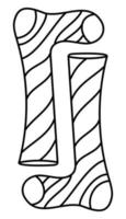 Cute doodle a pair of striped socks from the collection of girly stickers. Cartoon white and black vector illustration.