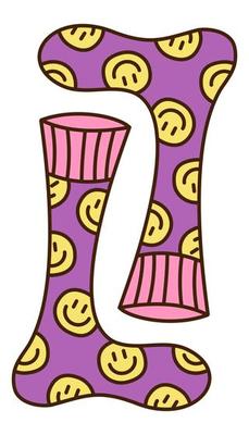 Cute doodle couple of socks from the collection of girly stickers. Cartoon color vector illustration.