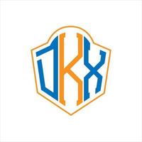 DKX abstract monogram shield logo design on white background. DKX creative initials letter logo.DKX abstract monogram shield logo design on white background. DKX creative initials letter logo. vector