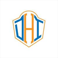 DHI abstract monogram shield logo design on white background. DHI creative initials letter logo. vector
