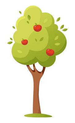 Apple tree. Cute vector illustration of a fruit tree.