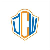 DCW abstract monogram shield logo design on white background. DCW creative initials letter logo. vector