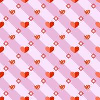Seamless pattern red heart and diamond, pink and white background. vector