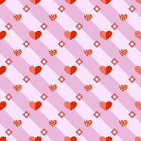 Seamless pattern red heart and diamond, pink and white background. vector