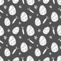 Easter eggs polka dot circle seamless pattern monochrome background color decoration floral and carrot, tile pattern, striped shirt, gift wrapping paper. vector