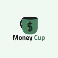 A simple cup logo with a currency symbol in the center. vector