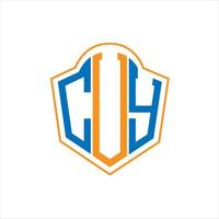 CUY abstract monogram shield logo design on white background. CUY creative initials letter logo. vector