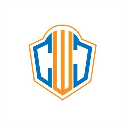 CWJ abstract monogram shield logo design on white background. CWJ creative initials letter logo.