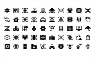 conjunto de íconos acerca de artificial inteligencia. sólido icono vector