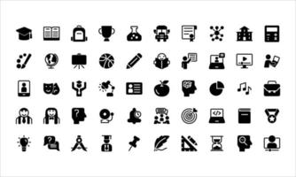 conjunto de íconos acerca de educación. sólido icono vector