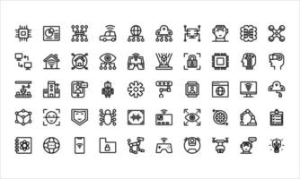 conjunto de íconos acerca de artificial inteligencia. contorno icono vector
