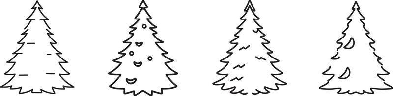 Minimalist Hand-Drawn Pine Tree Illustration in Flat Design Style vector