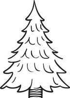 Minimalist Hand-Drawn Pine Tree Illustration in Flat Design Style vector