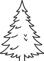 Minimalist Hand-Drawn Pine Tree Illustration in Flat Design Style vector