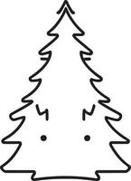 Minimalist Hand-Drawn Pine Tree Illustration in Flat Design Style vector